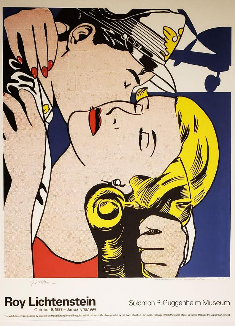 ROY LICHTENSTEIN, Kiss I, offset lithograph Hand signed (1 of 2)