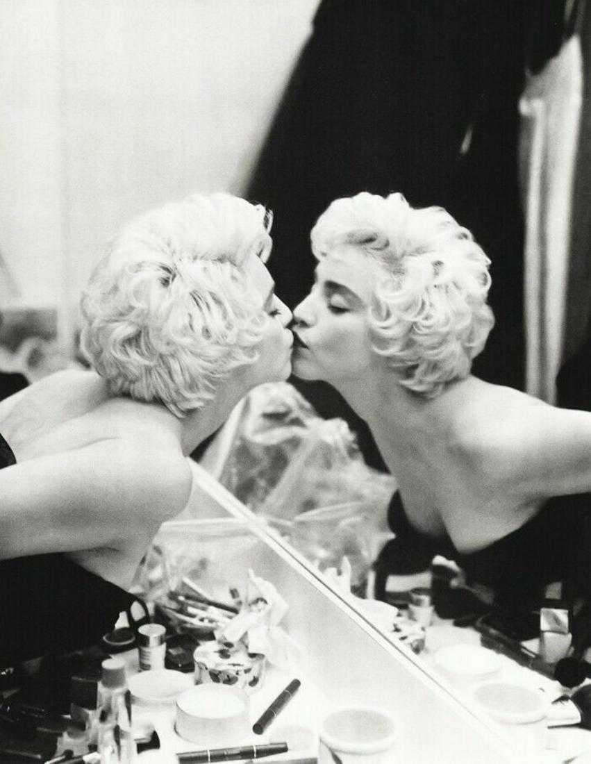 BRUCE WEBER, MADONNA Mirror Kiss 1987: Photographer: Bruce Weber (born 1946) - American fashion photographer and filmmaker best known for his advertising photography for clients Abercrombie & Fitch, Calvin Klein, Pirelli, Ralph Lauren, Rev