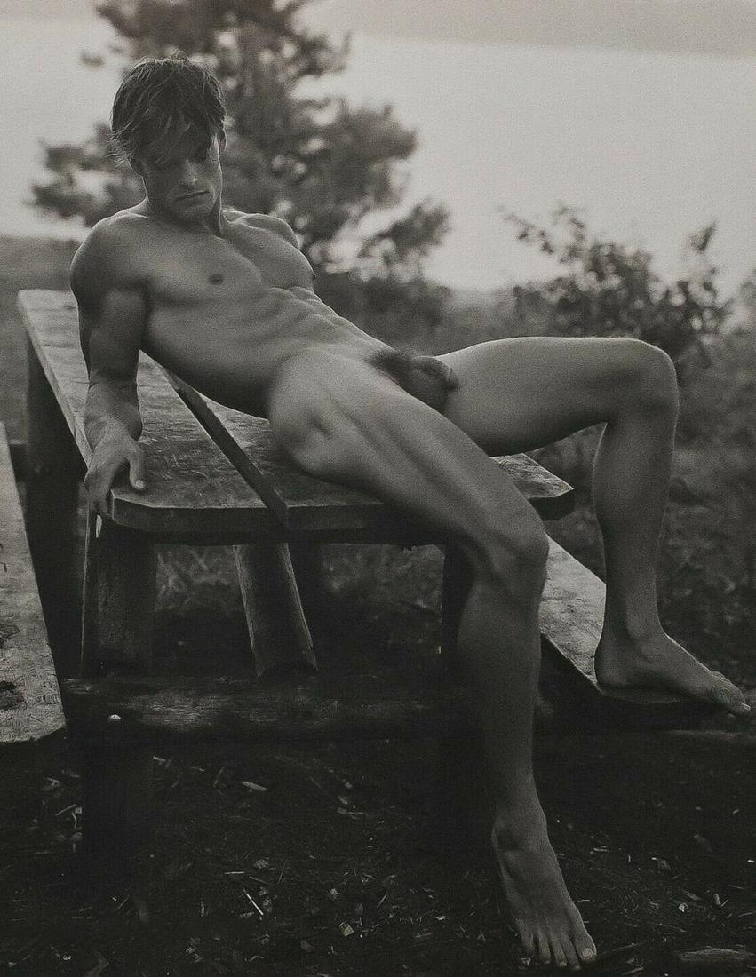 BRUCE WEBER Male Nude PAUL Picnic Table 1988: Photographer: Bruce Weber (American, b. 1946) - internationally renowned American fashion photographer best known for his racy, erotically charged imagery. Weber has shot the ad campaigns of Calvin Kl
