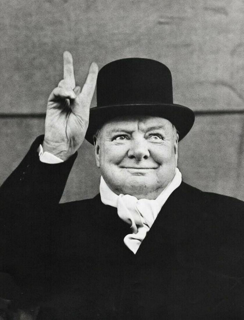 Alfred Eisenstaedt, 1951 Winston Churchill Victory: Photographer: Alfred Eisenstaedt (German-born American, 1898 - 1995) - one of the most prolific and historically important photographers of the 20th century. Eisenstaedt achieved prominence as a photo