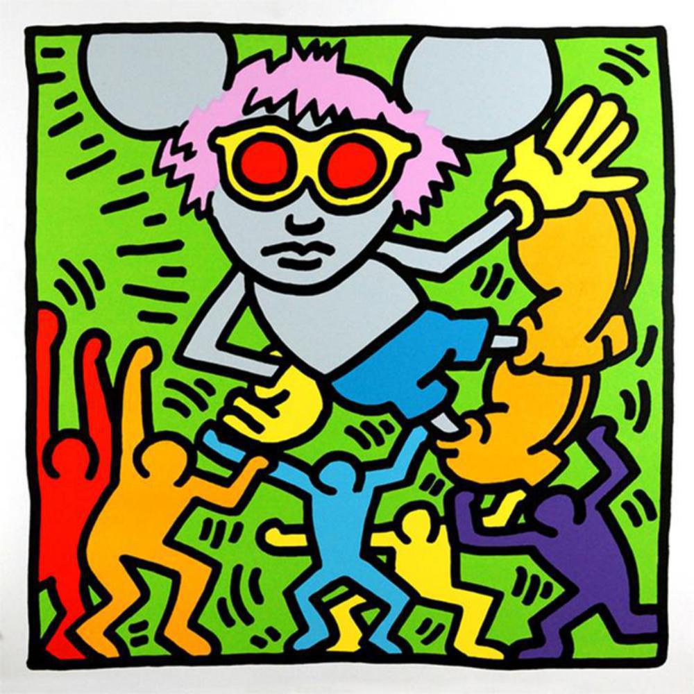 ANDY WARHOL - KEITH HARING, ANDY MOUSE II, SCREEN PRINT: ANDY WARHOL - KEITH HARING. ANDY MOUSE DOLLAR II, 1986. Silkscreen, not signed and numbered, Proof out side the edition of 30,Paper size 38 x 38 inches (96.5 x 96.5 cm) Keith Haring met Andy Warhol in