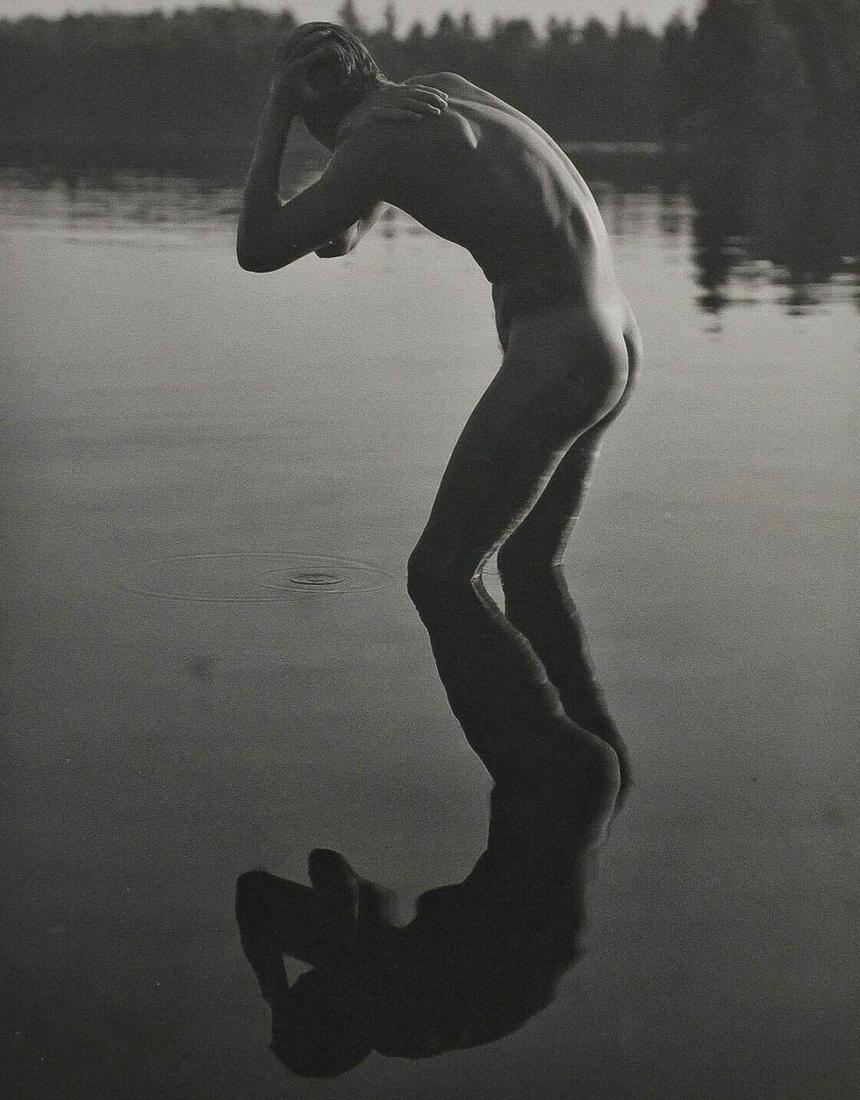 BRUCE WEBER, 1988 Male TYKE Bathing Adirondack Lake: Photographer: Bruce Weber (American, b. 1946) - internationally renowned American fashion photographer best known for his racy, erotically charged imagery. Weber has shot the ad campaigns of Calvin Kl