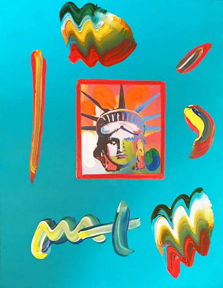 Peter Max, "Liberty Head" original mixed media (1 of 2)