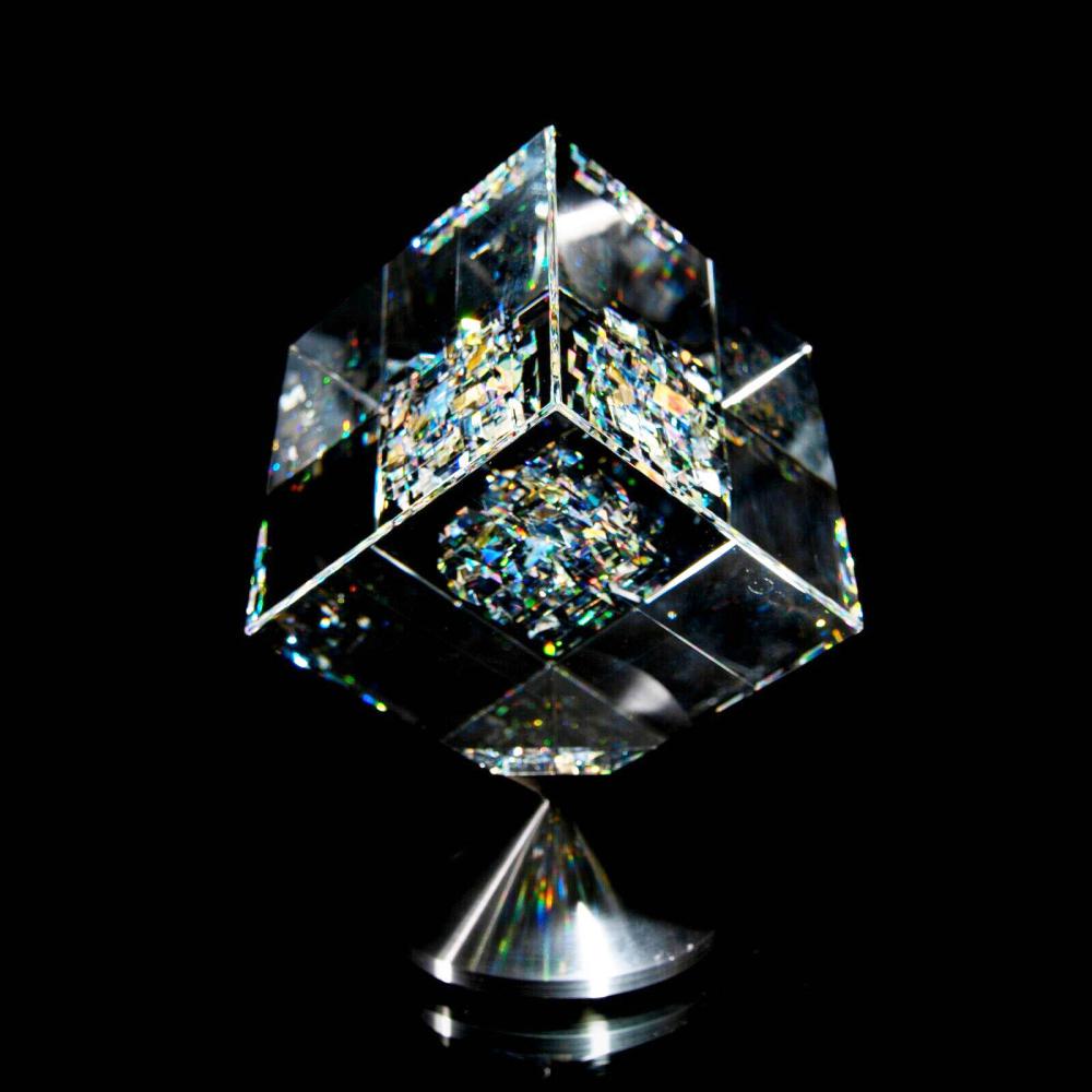 Jon Kuhn, "Memory Echo - 2000" Original Art Glass Cube (1 of 8)