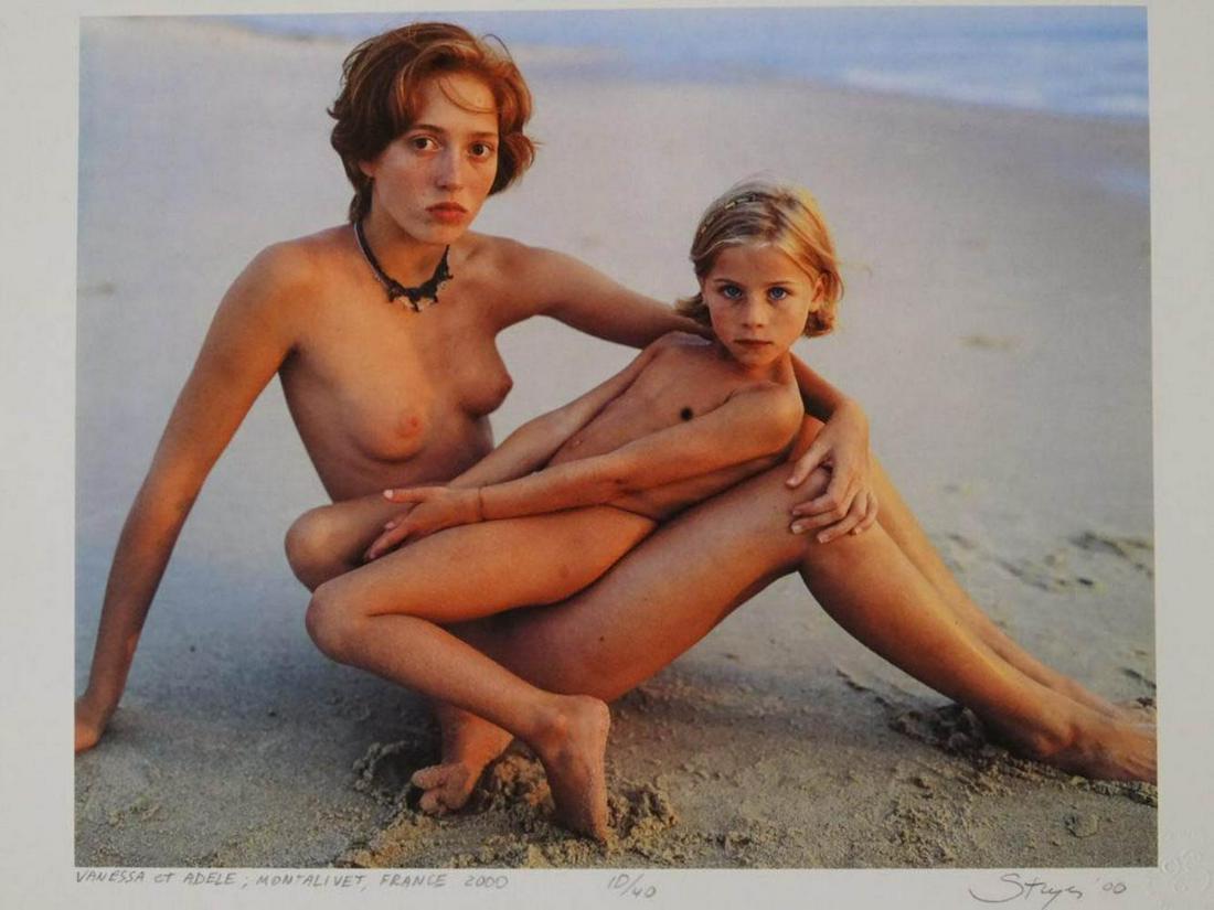 Jock Sturges,Vanessa et Adele, 2000 Signed # 10/40: Jock Sturges, Vanessa et Adele: Montalivet, France, 2000. Hand signed, Titled, Dated and numbered in pencil by the artist. Digital Pigment Color Print 14" x 10" (35.5 x 26 cm.) Edition number: 10/40.