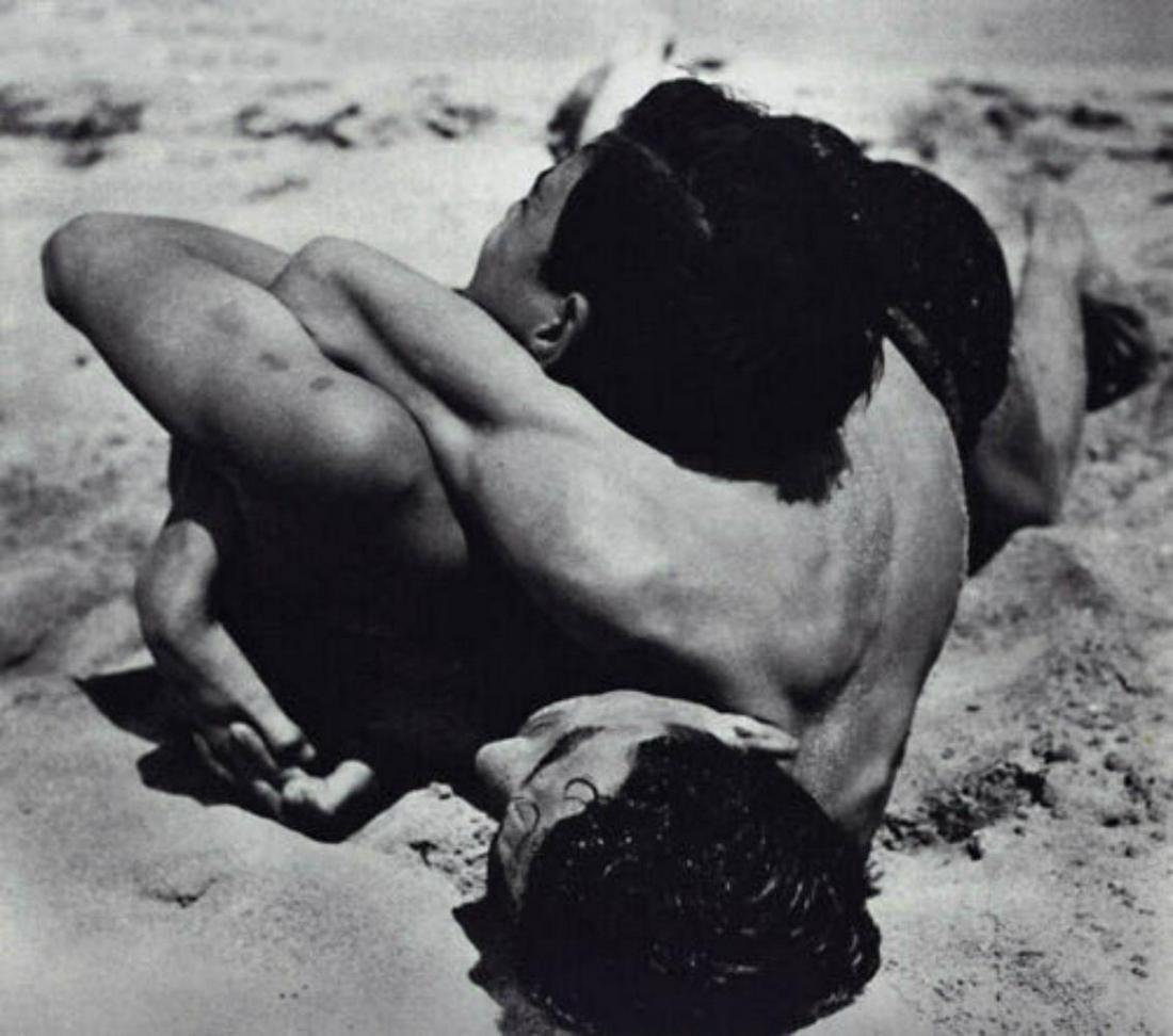 HERBERT LIST, 1933 Young Men Wrestling: Photographer: Herbert List (German, 1903 - 1975) - Internationally renowned German photographer.. Subject: Young Men Wrestling On Beach - Baltic Sea, Germany.. Date Of Negative: circa 1933. Type Of Pr