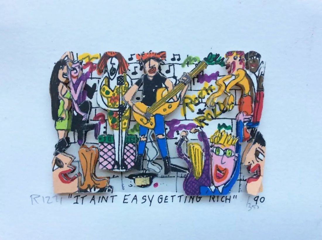James Rizzi "It ain’t easy getting rich" Mixed Media 3D (1 of 2)