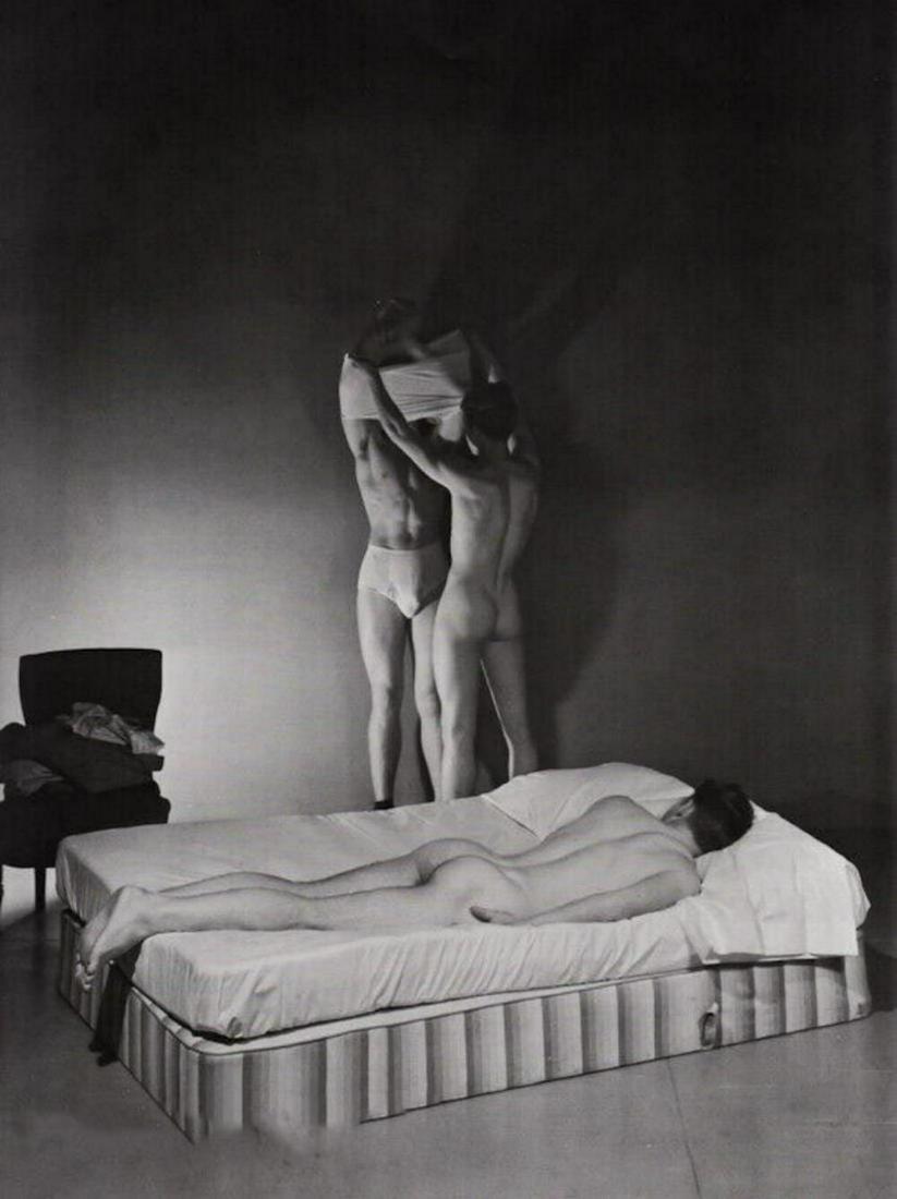 GEORGE PLATT LYNES, 1942 Three male model's: Photographer: George Platt Lynes (American 1907 - 1955) - Internationally renowned photographic artist - best known for portraiture, fashion, dance & nude studies. Subject: Male nude study Date Of Neg