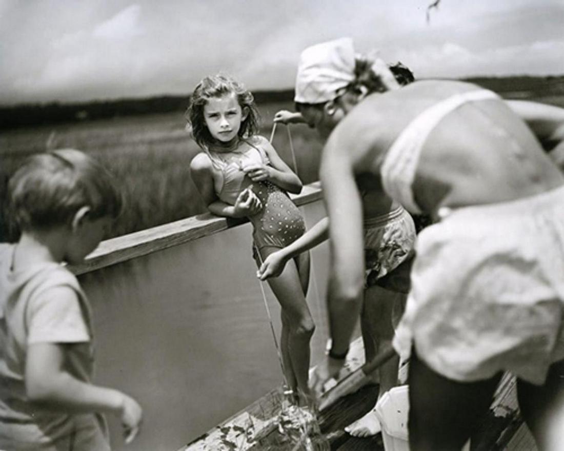Sally Mann, Crabbing at Pawley'S , 1989: Photographer: Sally Mann is an American photographer, widely known for her large-format, black-and-white photographs—at first of her young children, then later of landscapes suggesting decay and dea