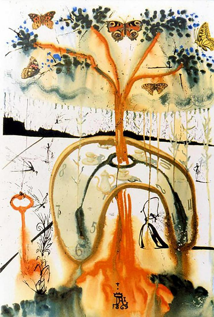 Salvador Dali "Mad Tea Party" Faxm. Signed/Numbered lit: Artist: Salvador Dali (After)Title: "Mad Tea Party" Media: Offset Lithograph Signed: Facsimile Signature Edition: limited edition of 500 Size: 29 1/1" X 22 1/2"