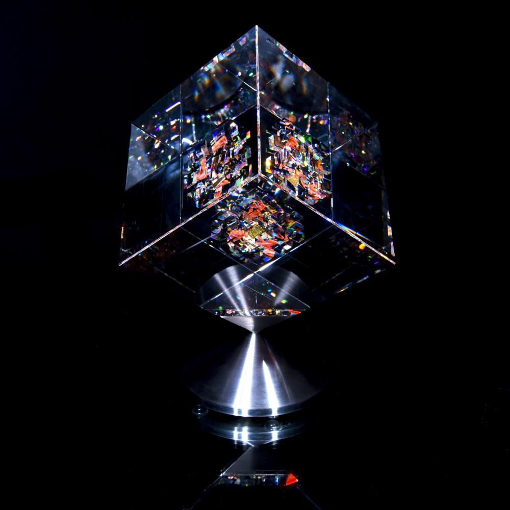 Jon Kuhn, "Marble Sky - 2020" Original 1/1 Glass Cube (1 of 10)