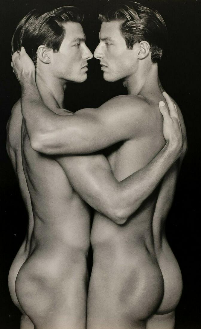 HERB RITTS, Twins RYKER Brothers, 1996: Photographer: Herbert "Herb" Ritts (American, 1952 - 2002) - renowned fashion, art and celebrity photographer. Subject: "Ryker Twins, Los Angeles". Date Of Negative: 1996 Type Of Print: Fine Duotone P
