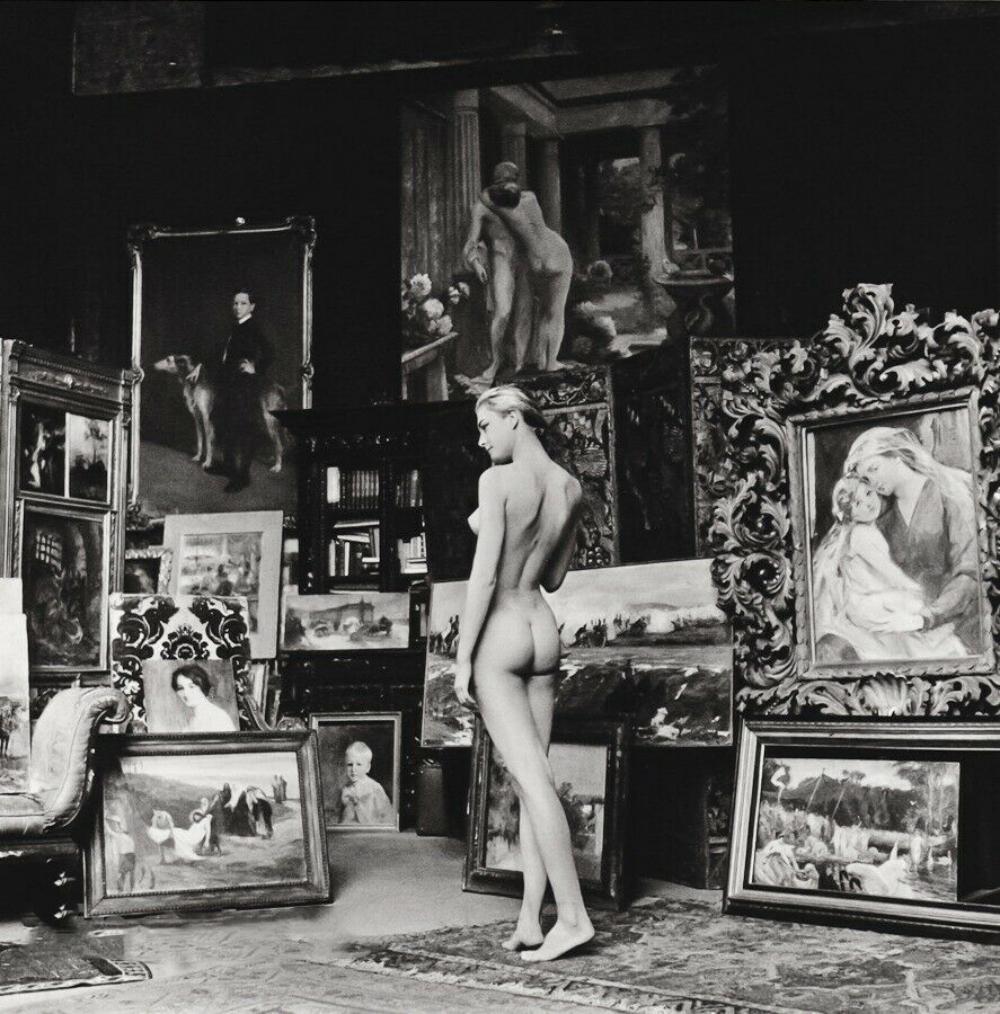 JEANLOUP SIEFF, 1956, "Art Gallery" Photo Gravure: Photographer: Jeanloup Sieff (French, 1933 - 2000) - French photographer critically acclaimed for his portraits, landscapes, nude studies and fashion imagery. He often made use of a wide angle lens, i