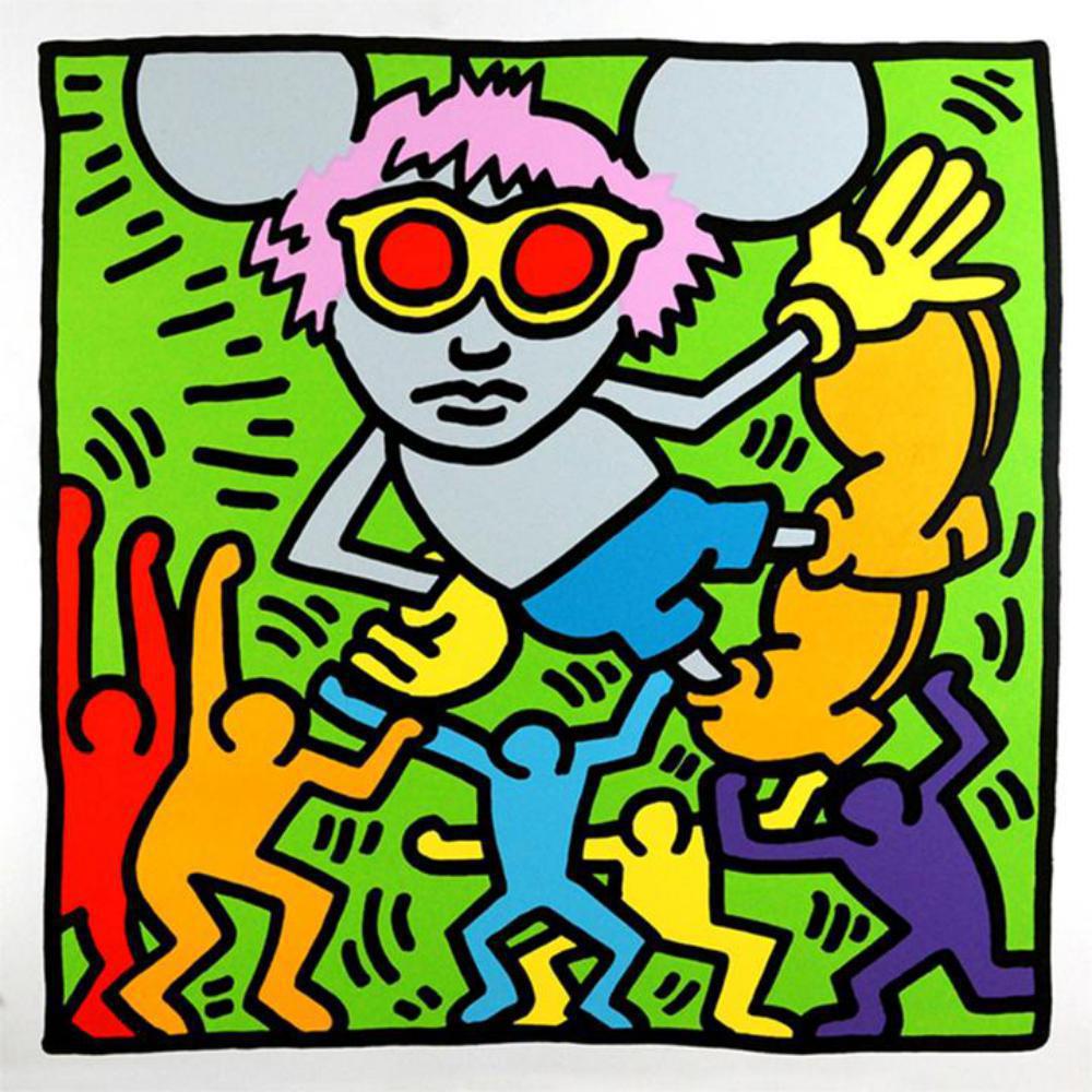 ANDY WARHOL - KEITH HARING, ANDY MOUSE II, SCREEN PRINT: ANDY WARHOL - KEITH HARING. ANDY MOUSE DOLLAR II, 1986. Silkscreen, not signed and numbered, Proof out side the edition of 30,Paper size 38 x 38 inches (96.5 x 96.5 cm) Keith Haring met Andy Warhol in