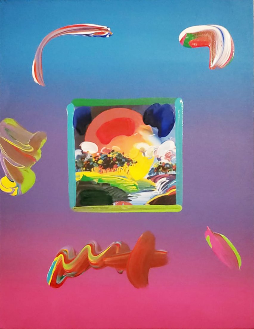 Peter Max, "Without Border" original mixed media (1 of 2)