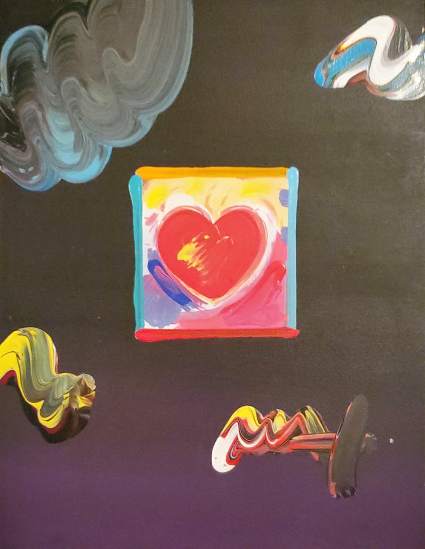 Peter Max, "Heart" original mixed media with Acrylic (1 of 2)