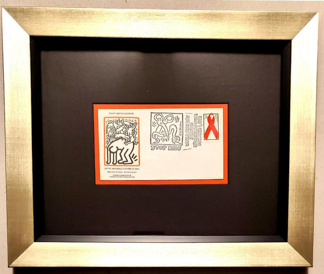 KEITH HARING "FIGHT AIDS WORLDWIDE" 1993 FRAMED (1 of 3)