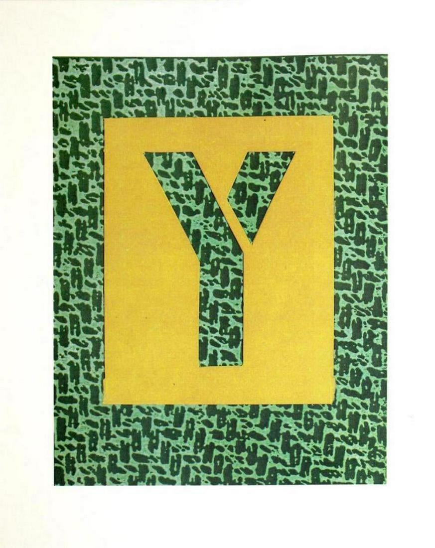 David Hockney - Letter Y - Framed Lithograph: Artist: David Hockney. Title: Letter Y from "Hockney's Alphabet" Year: 1991. Dimensions: 12 5/8in. by 9 5/8in. Frame size approx: 20x17 Inches. Publisher: Faber and Faber Limited London. Suite: Hockne