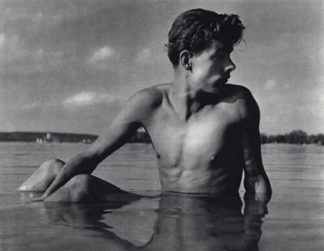 HERBERT LIST, 1950 Ammersee Germany Photo Gravure: Photographer: Herbert List (German, 1903 - 1975) - Internationally renowned German photographer. Subject: Nude Young Man In Water - Ammersee, Germany. Date Of Negative: 1950 Type Of Print: Sheet Fed P