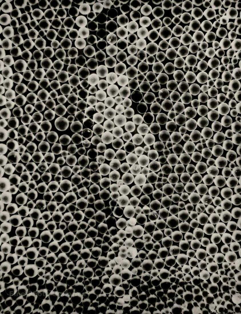 Man Ray, Surreal Female Nude Bubble Mosaic, Photo: Title: Surreal Female Nude Bubble Mosaic Size of photo about: 8" X 6" Border: No, Full Bleed Photo Type: Vintage Photo Engraving Overall size on black mounting board: 11" X 14" Print Origin: USA Finis