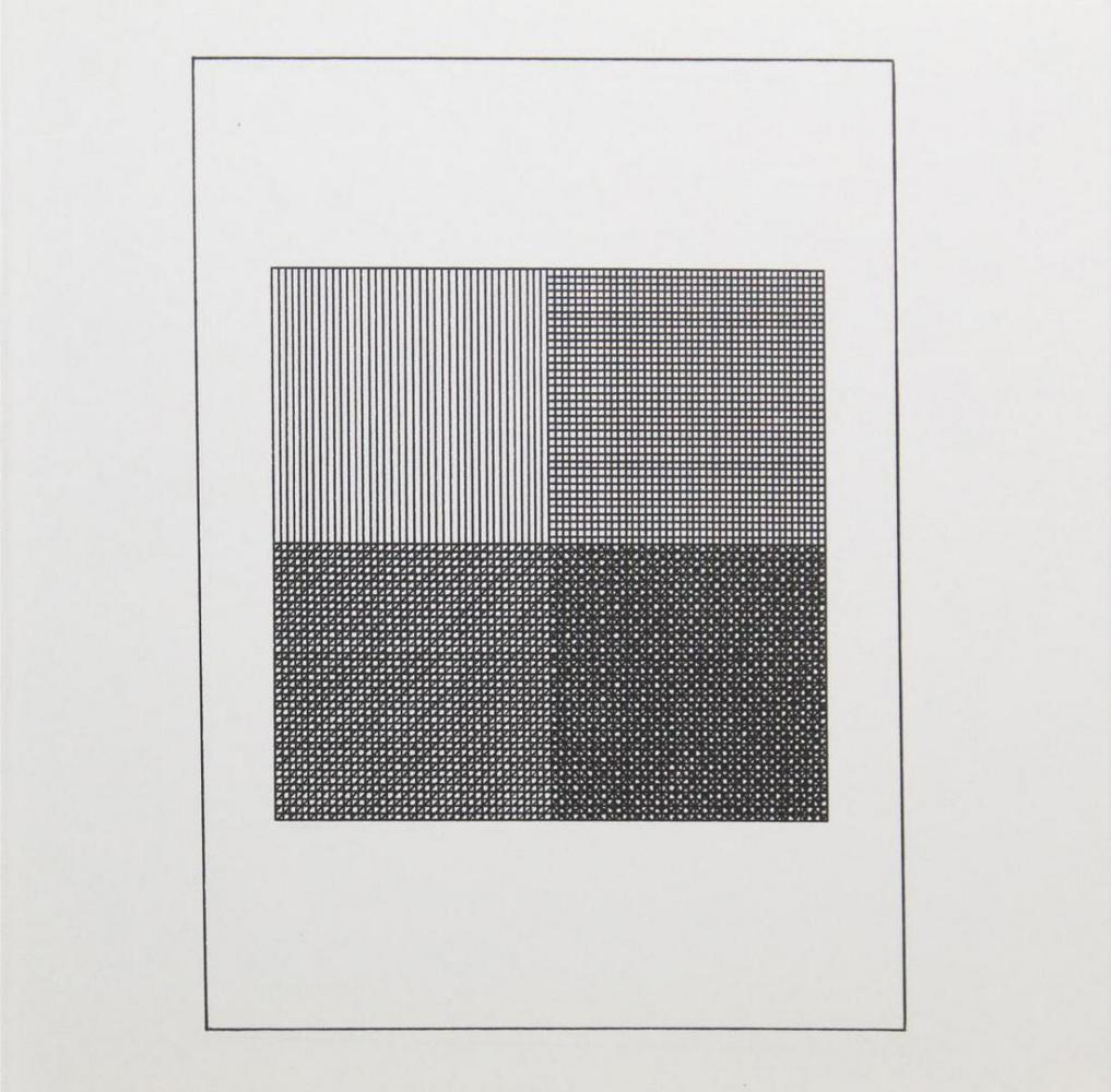 Sol Lewitt - Silkscreen from the Suite Ficciones: Artist: Sol Lewitt Title: Untitled from the Suite "Ficciones" Year: 1984 Dimensions: 8in. by 8in. Edition: From the rare limited edition 1,194/1500 Publisher: Limited Editions Club, New York Suite: Fi