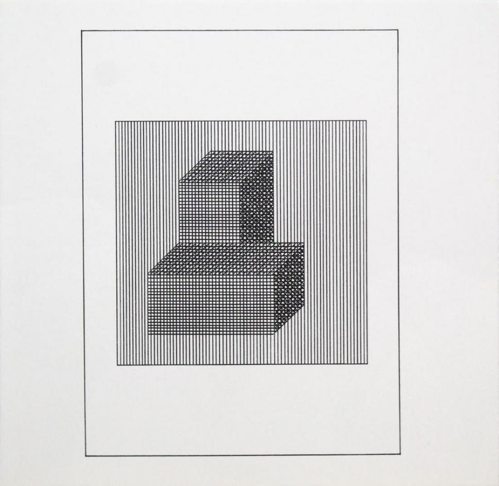 Sol Lewitt - Silkscreen from the Suite Ficciones: Artist: Sol Lewitt Title: Untitled from the Suite "Ficciones" Year: 1984 Dimensions: 8in. by 8in. Edition: From the rare limited edition 1,194/1500 Publisher: Limited Editions Club, New York Suite: Fi