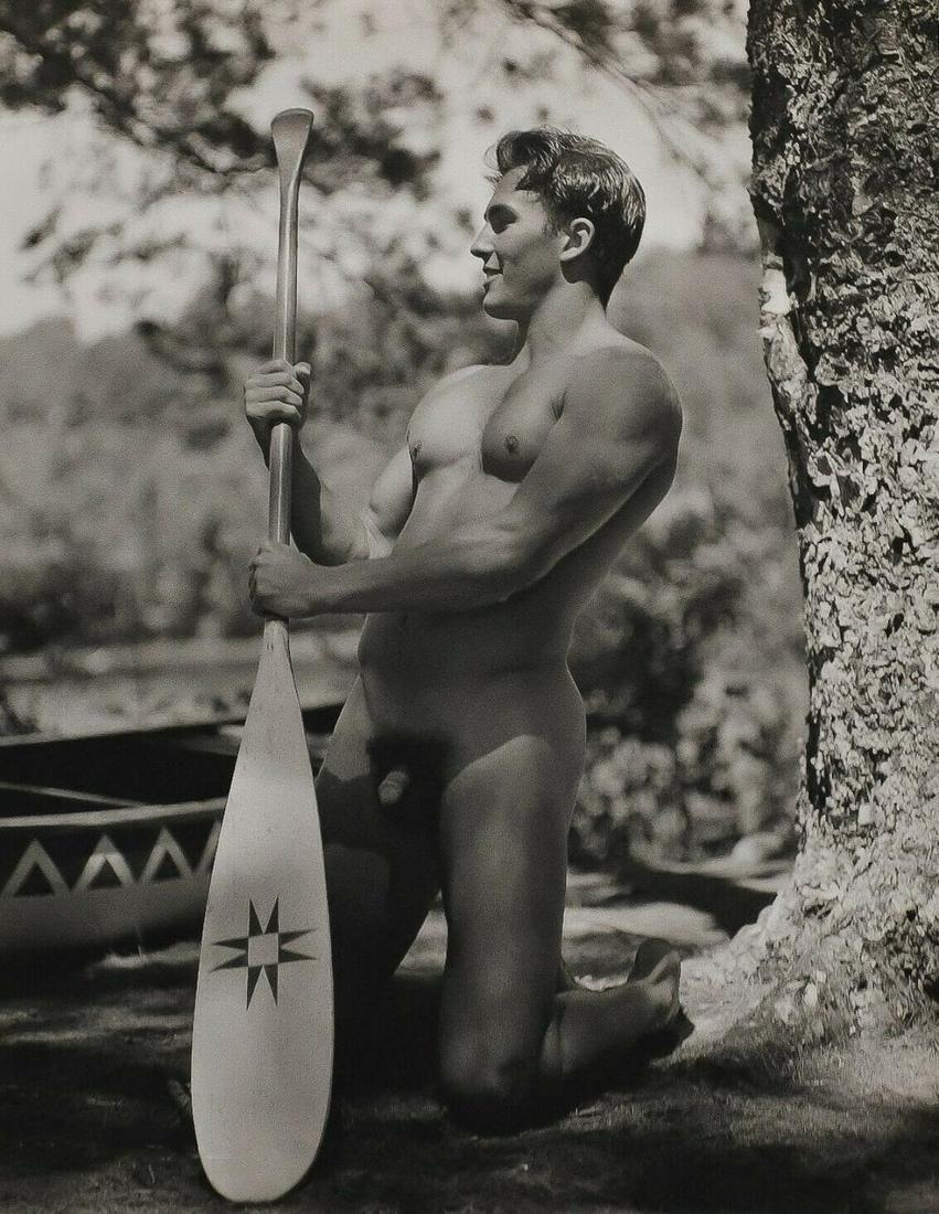 BRUCE WEBER, 1990 JOHN Canoe Paddle: Photographer: Bruce Weber (American, b. 1946) - internationally renowned American fashion photographer best known for his racy, erotically charged imagery. Weber has shot the ad campaigns of Calvin Kl