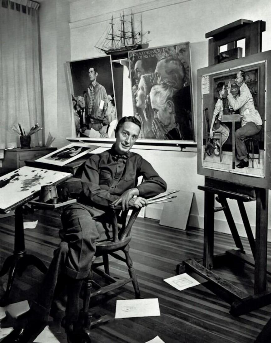 YOUSUF KARSH, NORMAN ROCKWELL, 1956: Photographer: Yousuf Karsh (Armenian born Canadian, 1908 - 2002) - Internationally renown Canadian photographer best known for iconic portraits of historical figures including world leaders, artists, 