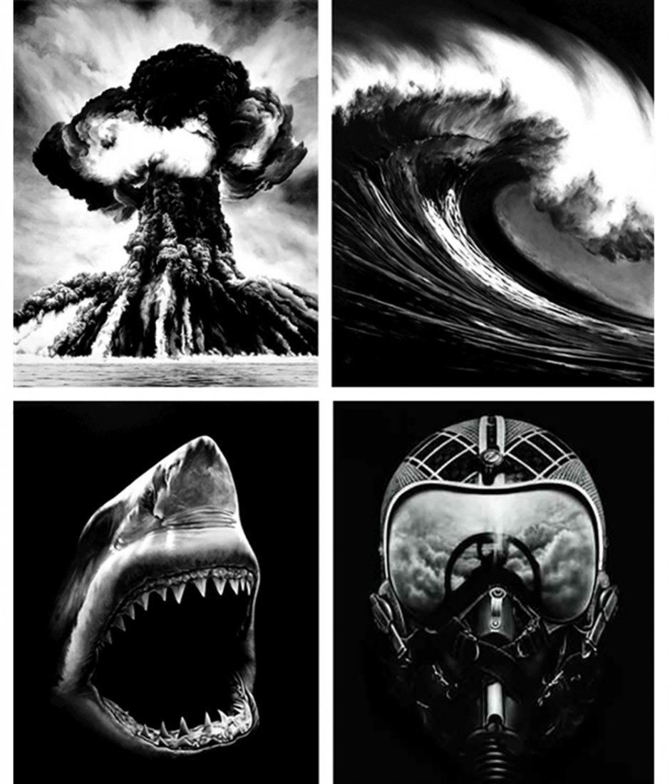 ROBERT LONGO, Ulysses (portfolio), 2011, Edition of 35: ROBERT LONGO Russian Bomb, Lion's Gate, Shark 5, Ulysses (portfolio), 2011 Digital pigment prints on watercolour paper (set of 4) Edition of 35 Russian Bomb (Semipalatinsk): 55,5 x 40 cm (21.6 x 15.7