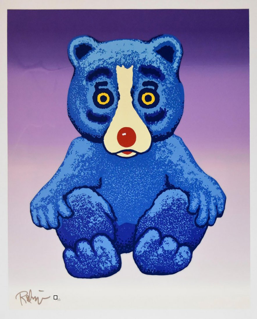 George Rodrigue, Blue Dog Boogie Bear Signed & numbered: Artist: George Rodrigue Title: Boogie Bear - Split Font Medium: Silkscreen Origin/Date: 1995 Edition: From the rare and sold out edition of only /35 Dimensions: 27" X 21" Description: Hand signed and 