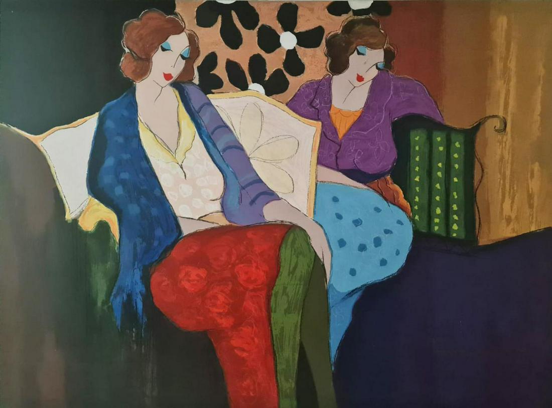 Itzchak Tarkay "Rest time" original 1/1 mix media on (1 of 4)