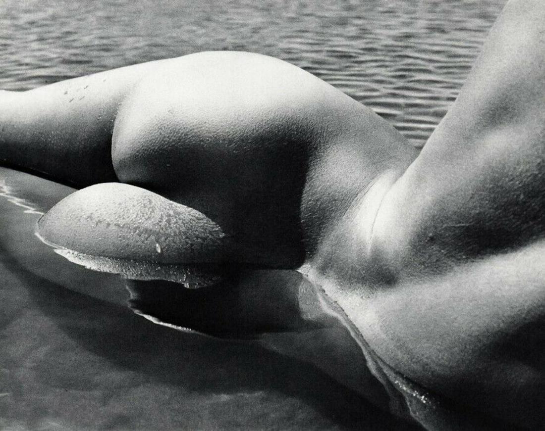 LUCIEN CLERGUE, 1960's Nude Woman Butt Ocean Wave: Photographer: Lucien Clergue (France, 1934 - 2014) - renowned French photographer with a diverse body of work, he is perhaps best known for his dynamic female nude studies in and around water which of