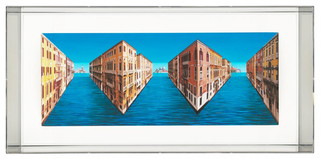 Patrick Hughes, Venetian 2012, 3D Hand-painted multiple: Artist: Patrick Hughes Title:Venetian Year: 2012 Medium: 3D archival inkjet multiple with hand-colouring Size: 51 x 63 x 16 cm. 20 x 24 3/4 x 8 1/4 in. Edition: 11/50 Pencil Signed and numbered by the
