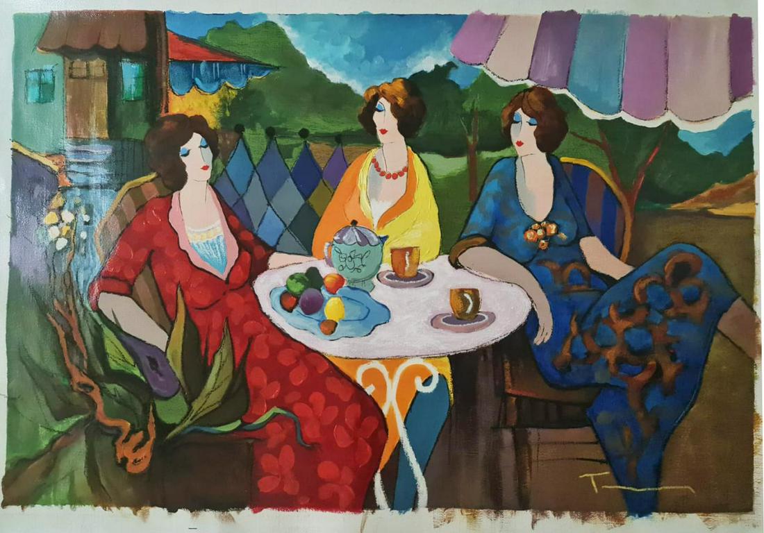 Itzchak Tarkay "A Brief Respite" original 1/1 mix media (1 of 4)