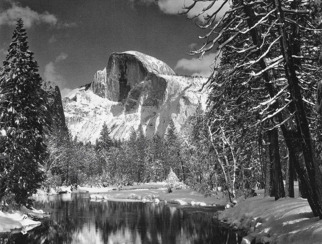 Ansel Adams, Half Dome Merced River Winter 1938 (1 of 1)