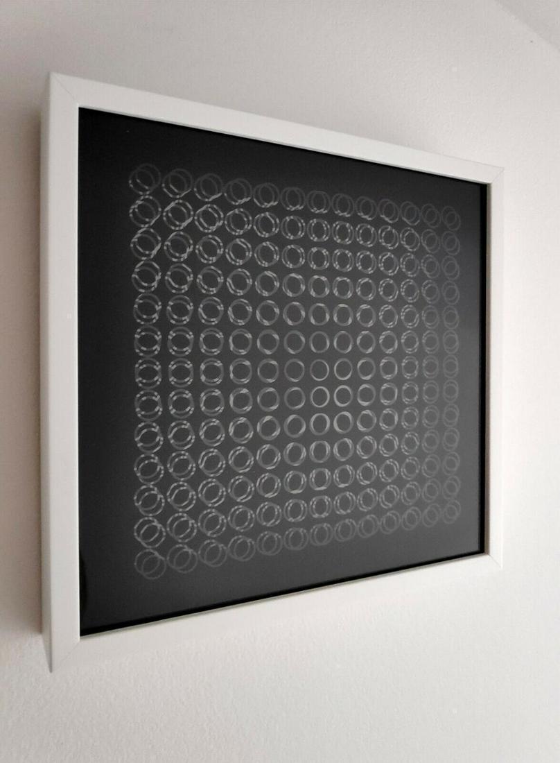 Victor Vasarely - Oeuvres Profondes Cinetiques I: Victor Vasarely - Oeuvres Profondes Cinetiques I, 3D sculptures/objects custom framed in gallery wooden frames with glass. Dimensions: 29 x 29 cm (11.4 x 11.4 in.) Published by Editions du Griffon Neu