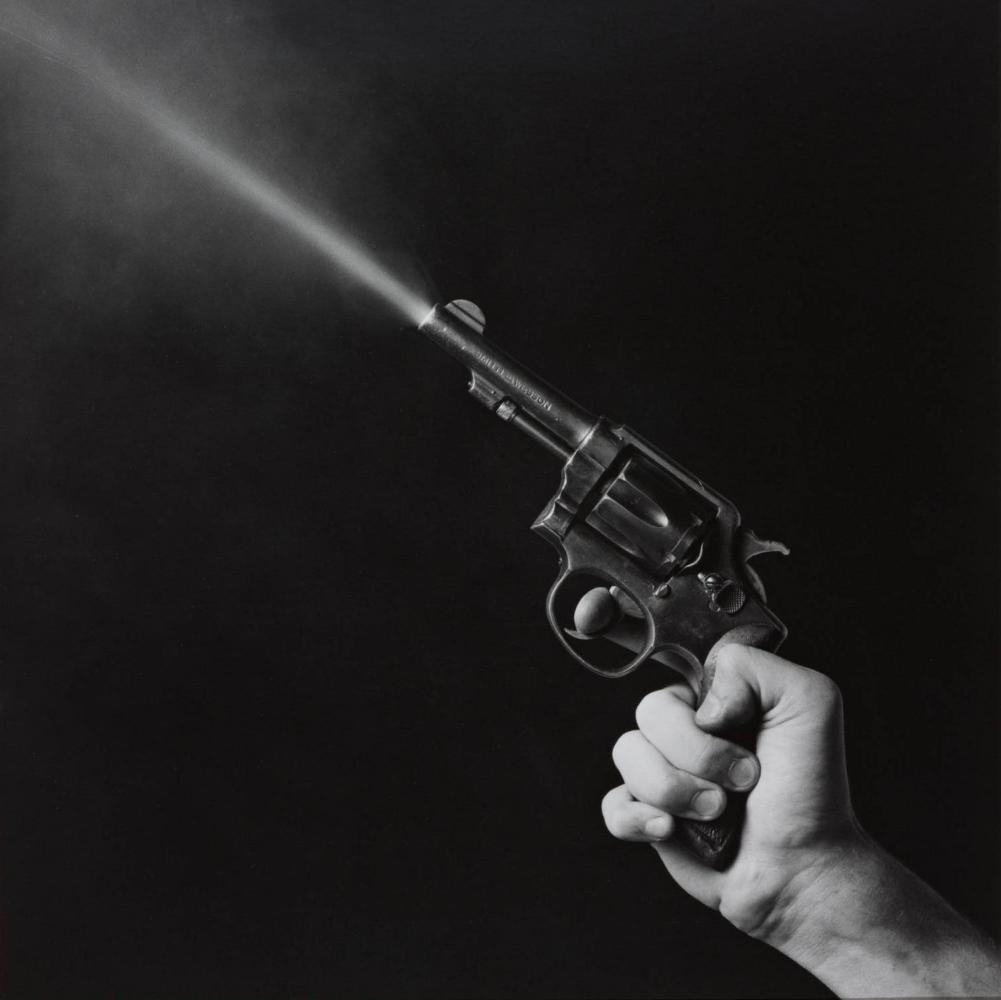 Robert Mapplethorpe, GUN BLAST, 1985: Photographer: Robert Michael Mapplethorpe (1946-1989) was an American photographer, best known for his black-and-white photographs. His work featured an array of subjects, including celebrity portrait