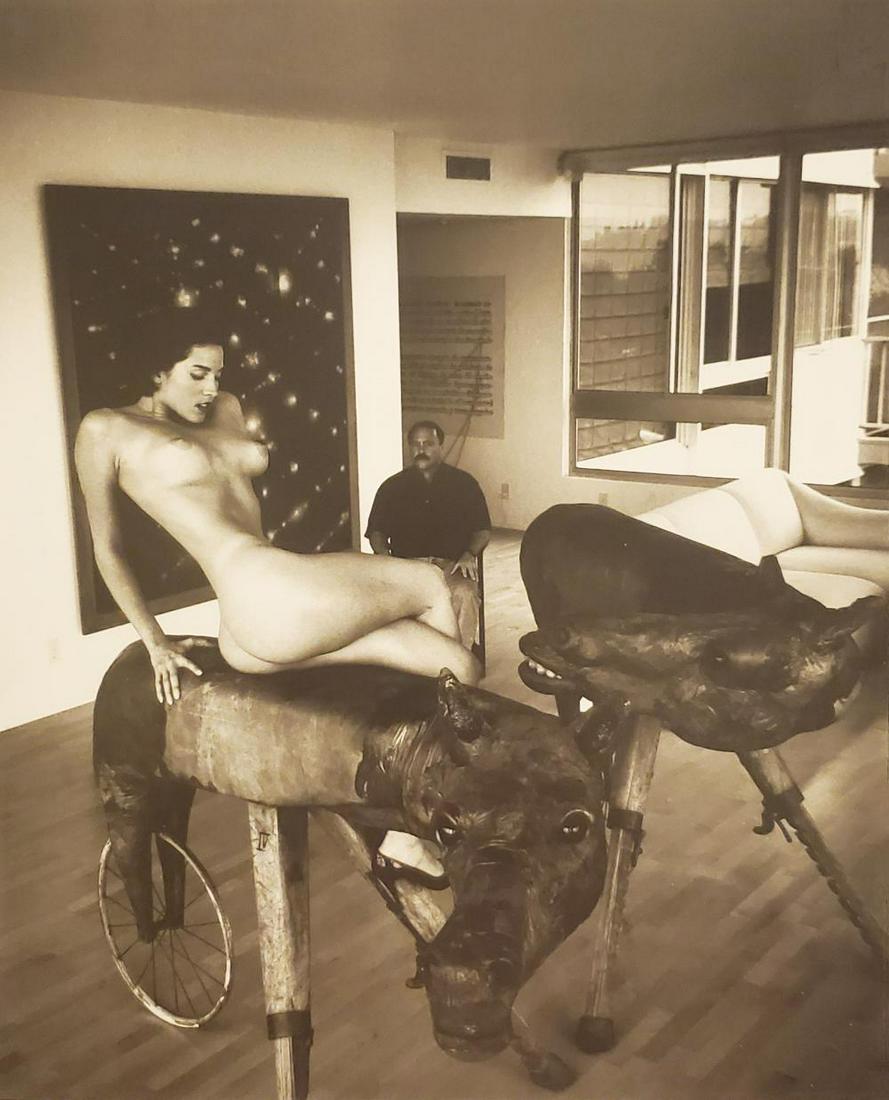 Helmut Newton, Domestic Nude VI & Art Dealer, 1992: Photographer: Helmut Newton (Germany, 1920 - 2004) - best known for his erotically charged highly stylized images, Helmut Newton was one of the most influential fashion photographers of all time. Titl