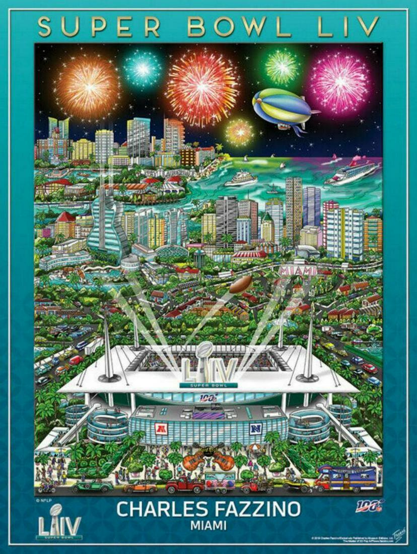 Charles Fazzino, SUPER BOWL LIV, Hand Signed poster (1 of 3)