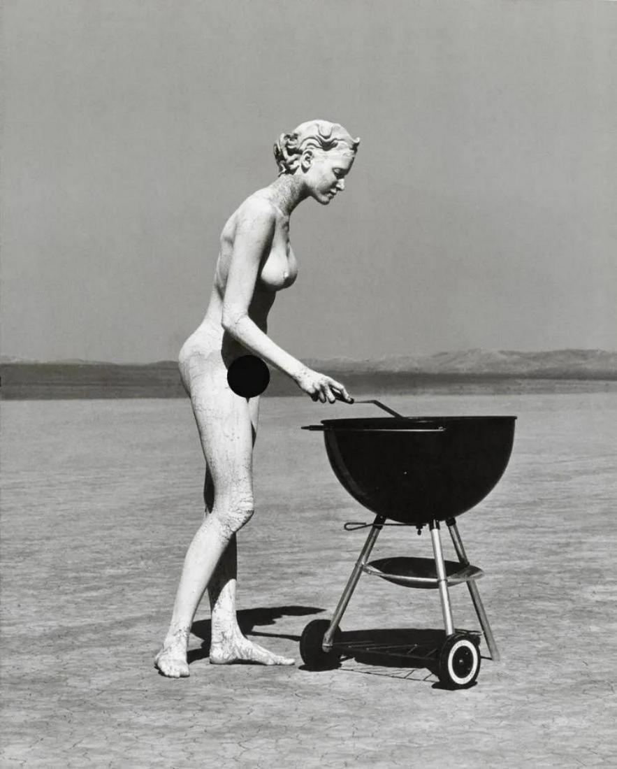 HERB RITTS - Stephanie with Barbeque, 1991: Photographer: Herbert "Herb" Ritts (American, 1952 - 2002) - renowned fashion, art and celebrity photographer. Title: Stephanie with Barbeque Date Of Negative: 1991 Type Of Print: Fine Duotone Photo E