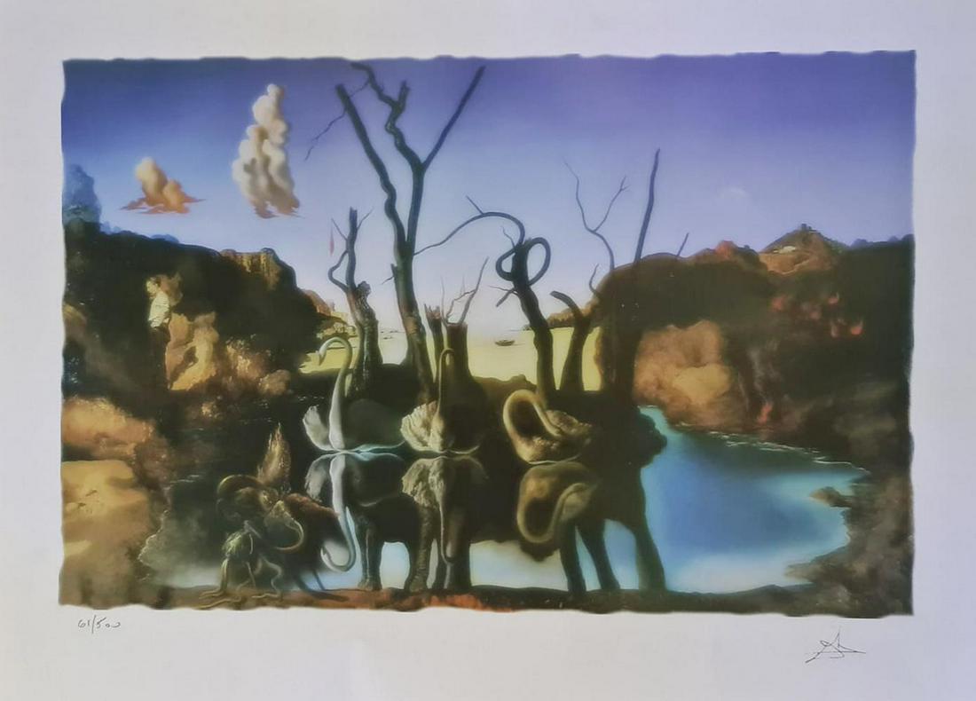 Salvador dali (After), Lithograph Facsimile Signed &: Salvador dali (After) Lithograph Facsimile Signed, Lower Right Pencil numbered from the edition of 500 lower left Size: 20 x 27 inches This lithograph is a reporduction made after the orginal painting