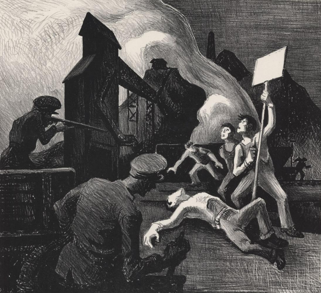 Thomas Hart Benton, Strike, 1933: Artist: Thomas Hart Benton (1889-1975) was an American painter and muralist. Along with Grant Wood and John Steuart Curry, he was at the forefront of the Regionalist art movement. The fluid, sculpted
