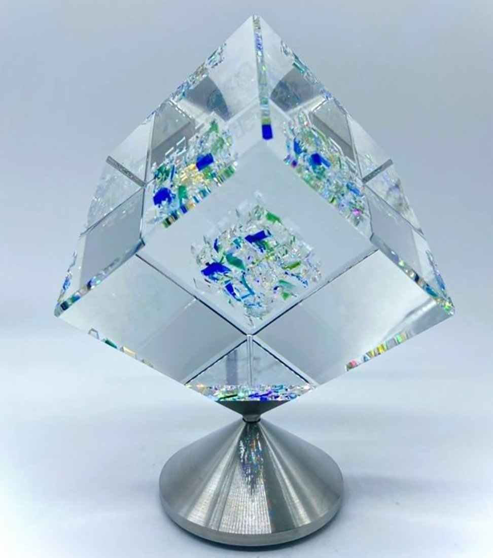 Jon Kuhn, Amber Light - 2022 Glass Art Cube Sculpture (1 of 4)