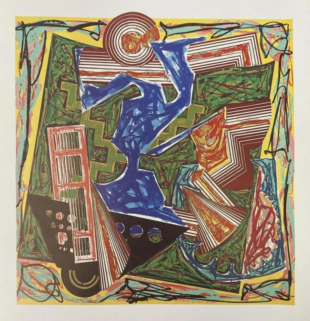 Frank Stella - Then Water Came and Quenched Fire: Artist: Frank Stella Title: Then Water Came and Quenched Fire Year: 1982 Dimensions: 12in. by 10in Mount Board Size Approx.: 16 x 20 inches Edition: From the rare limited edition Suite: Illustrations 