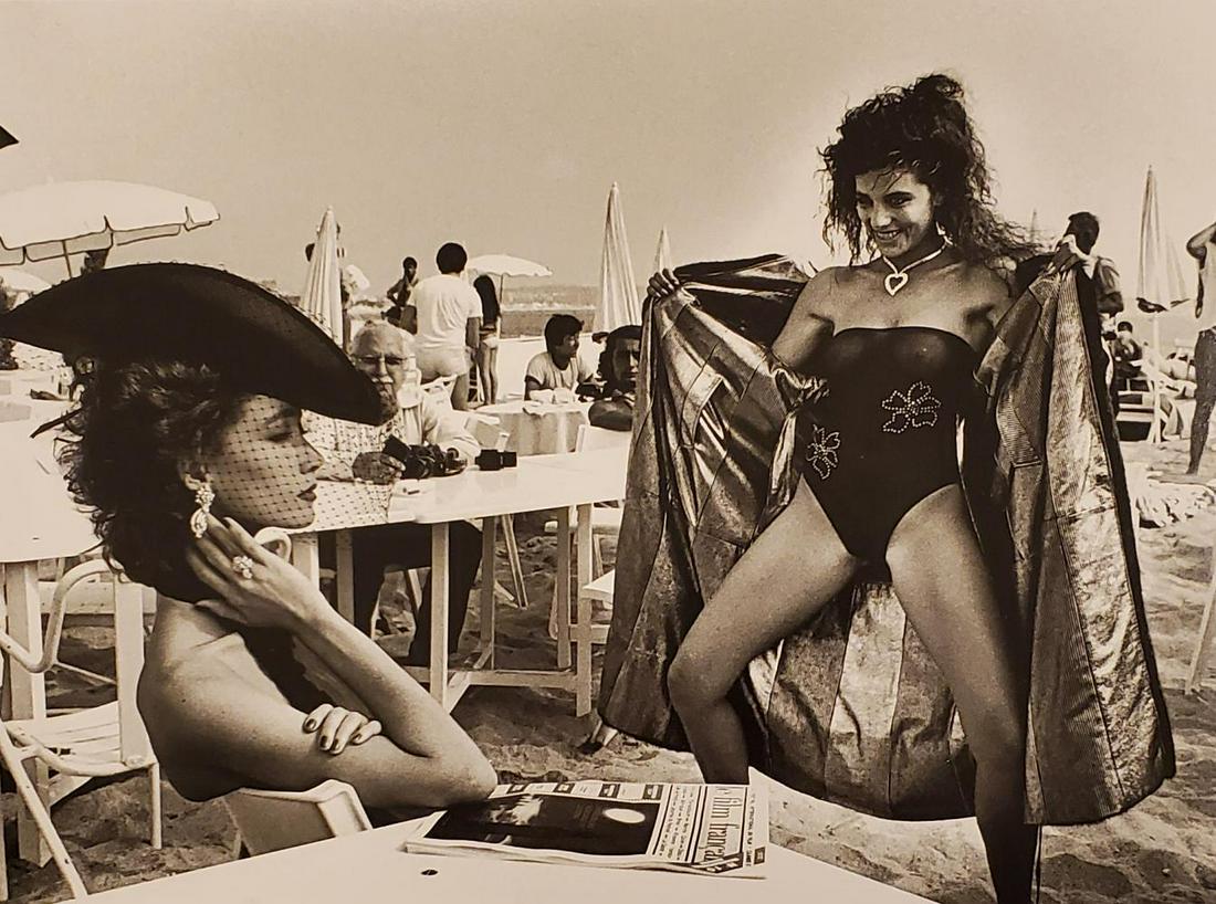 Helmut Newton, On the beach at Cannes, 1981: Photographer: Helmut Newton (Germany, 1920 - 2004) - best known for his erotically charged highly stylized images, Helmut Newton was one of the most influential fashion photographers of all time. Titl