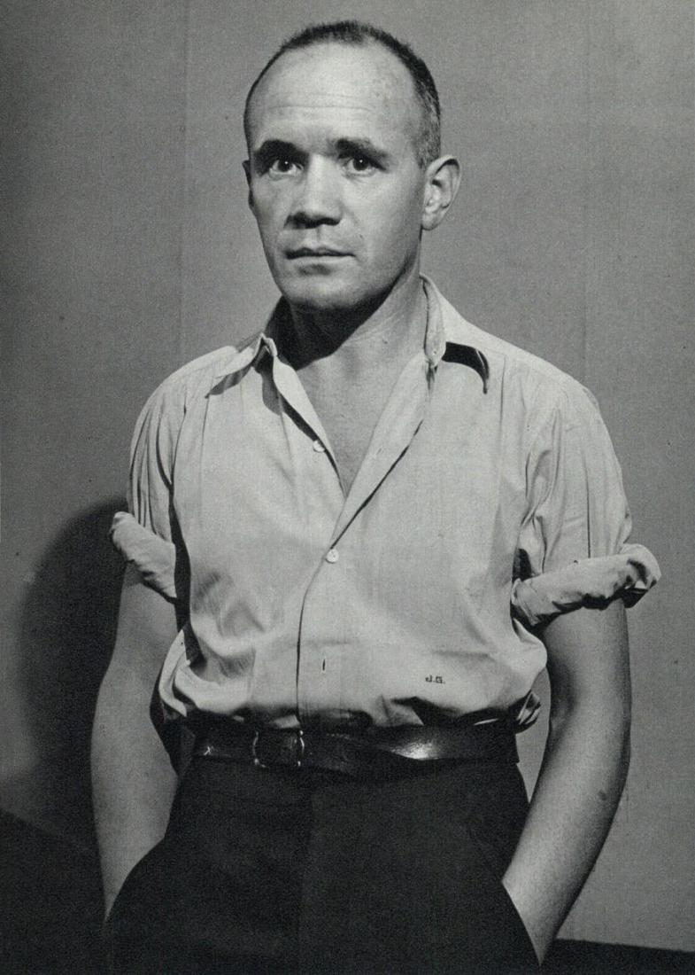 Brassai, Jean Genet Portrait, 1955: Photographer: Brassai (pseudonym of Gyula Halsz, 1899 - 1984) - historically important Hungarian photographer, sculptor and filmmaker who rose to fame in France. Title: Jean Genet Portrait Date Of Neg