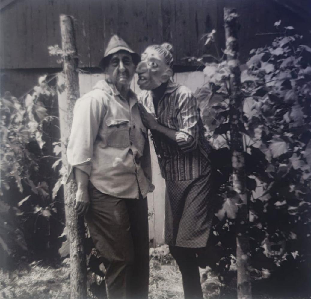 Ralph Eugene, Lucybelle Crater & Close friend, 1971: Photographer: Ralph Eugene Meatyard (May 15, 1925 - May 7, 1972) was an American photographer from Normal, Illinois, U.S. Meatyard purchased his first camera in 1950 to photograph his newborn first ch