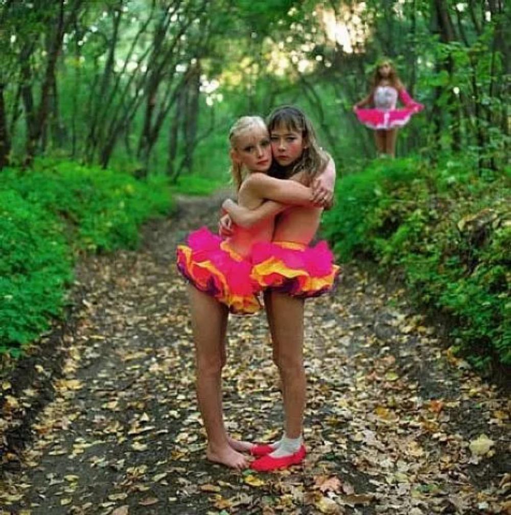 MICHAL CHELBIN, XENIA, JANNA & ALONA IN THE WOODS - 2003 SIGNED C-PRINT: MICHAL CHELBIN "XENIA, JANNA & ALONA IN THE WOODS" MEDIUM: PHOTOGRAPH / C-PRINT IMAGE SIZE: 10 X 10 INCHES SHEET SIZE 20 X 16 INCHES EDITION: OF 30 YEAR: 2003 SIGNATURE: HAND SIGNED, NUMBERED, AND TIT