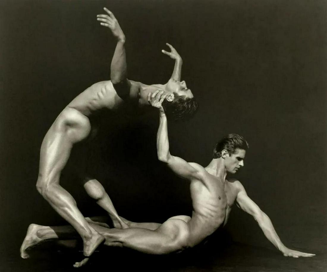HERB RITTS, Male Dancers Gymnasts, 1990: Photographer: Herbert "Herb" Ritts (American, 1952 - 2002) - renowned fashion, art and celebrity photographer. Subject: Male Dancers Gymnasts Date Of Negative: 1990 Type Of Print: Fine Duotone Photo E
