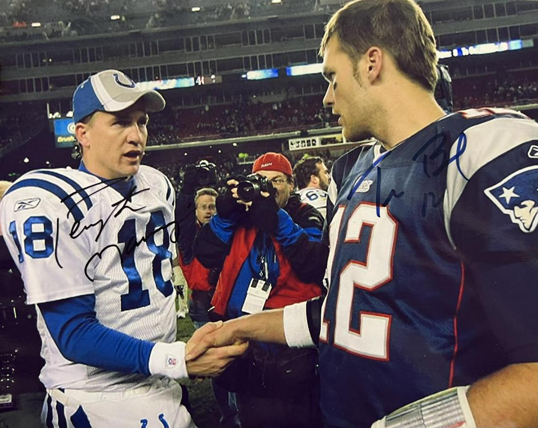 PEYTON MANNING & TOM BRADY SIGNED BY BOTH 8 X 10 PHOTO, WITH COA (1 of 1)
